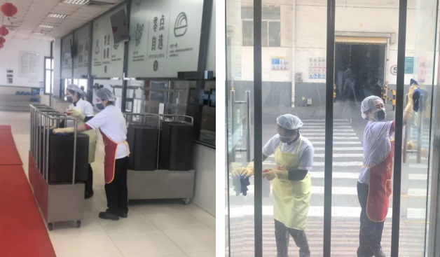 （疫情宣傳教育培訓(xùn)中）（錯(cuò)峰就餐 分散式就餐） （傾力出擊，全面消毒）